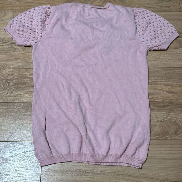 100% cotton pink flower embroidered sweater size small - Picture 4 of 8